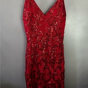 Lovely Day Red Sequin Backless Dress